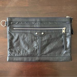 Balenciaga Classic City Clip Pouch Leather Medium Black